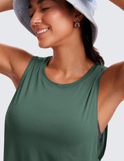 CRZ YOGA Women's Pima Cotton Workout Tank Crop Sports Shirt Sleeveless Yoga Running Tops