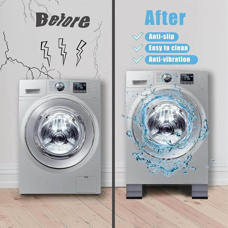 AtRyx Anti Vibration Pads for Washing Machine, 4pcs Washer & Dryer Pedestals Shock and Noise Cancelling Washing Machine Foot Pads, Washing Machine Support Stabilizer for Most Furniture, Protects Floor
