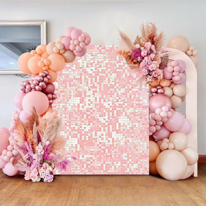 LJIE-House Champagne Shimmer Wall Backdrop Shimmer Panels Sequin Backdrop 36PCS Glitter Party Backdrop for Birthday Wedding Anniversary Engagement Baby Shower & Bachelorette Decorations Party