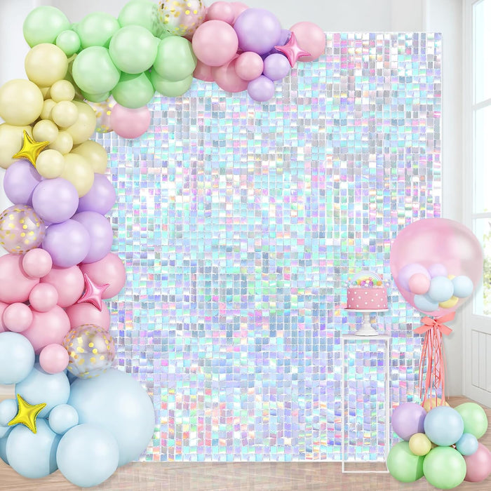 B-COOL Shimmer Wall Backdrop Sequin Wall Panels Pack of 24 Light Gold Glitter Backdrop Panel for Birthday Home Anniversary Engagement Bachelorette Parties Decorations