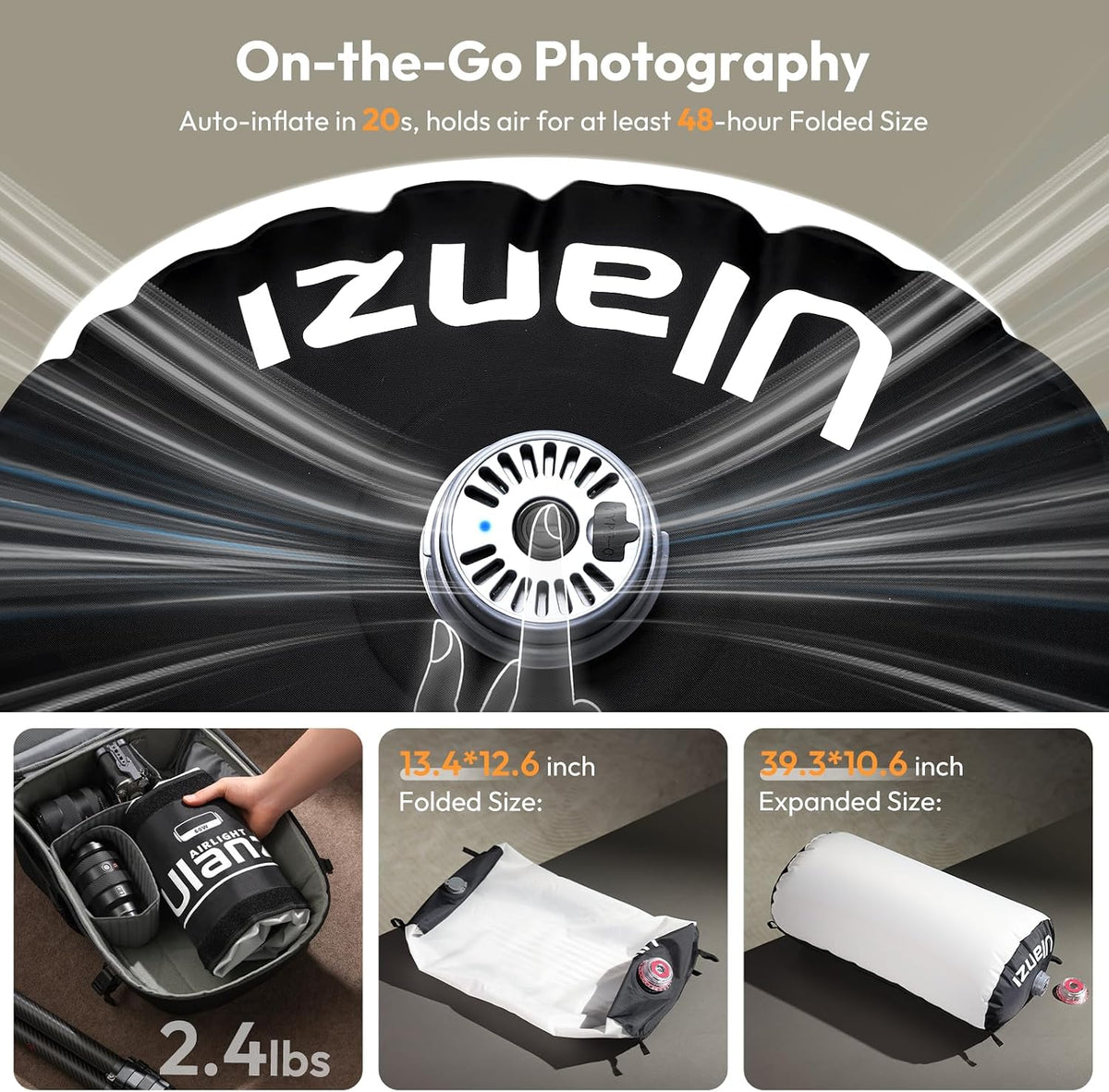 Ulanzi Inflatable Tube Light - LED Video Light with Remote Bi Color Portable Soft Box Fill Light for Photography/Video/Photo/Live Stream/YouTube (120W) (Tube Light) – image 2