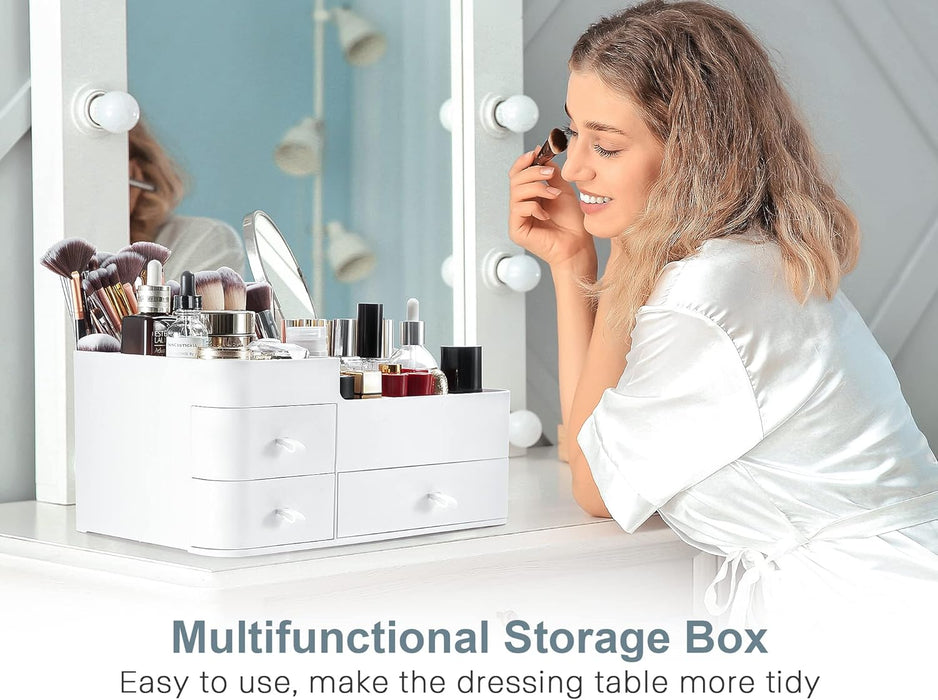 Makeup Organizer with Drawers,Large Capacity Countertop Organizer for Vanity,Bathroom and Bedroom Desk Cosmetics Organizer for Skin Care,Brushes, Eyeshadow, Lotions, Lipstick, Nail Polish and Jewelry