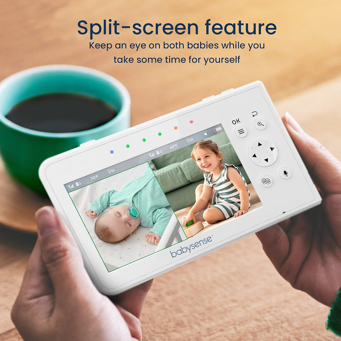 Babysense 4.3" Split Screen, Baby Monitor with Two Cameras and Audio