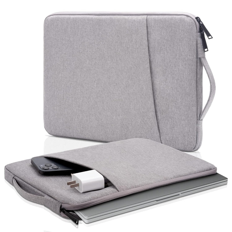 NALACAL 13 inch Laptop Sleeve Bag Compatible with MacBook Air Mac Pro M1 Surface Lenovo Dell HP Computer Bag Accessories Polyester Case with Pocket (Grey)