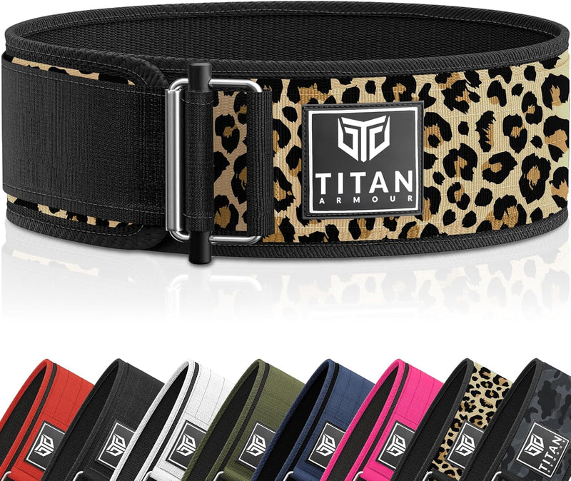 Titan Armour® Self-Locking Weight Lifting Belt | Weight Lifting Straps Included | Gym belt for Crossfit, Powerlifting, Deadlift, Olympic Lifts and Squats | For Men and Women | UK Brand