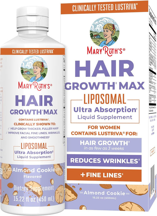 Women'S Hair Growth Max Liposomal With Lustriva Biotin 10000Mcg Pumpkin Seed Oil Thicker Care Wrinkles, Fine Lines, Skin Ages 18 15.22 Fl Oz