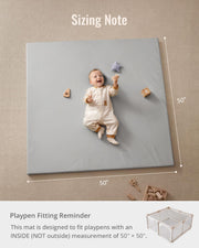 Blissful Diary Vegan Leather Baby Play Mat, 50x50 Thicken Foam Cushioned & Waterproof Playpen Mat for Infants and Toddlers, Stylish and Just Wipe-Clean Playmat for Baby Play on Floor, Light Green