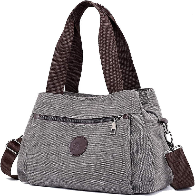 Hobo Handbags Light Nylon Crossbody Bag for Women, Multi Compartment Tote Purse Bags - Gray - Medium