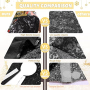 B-COOL Black Sequin Backdrop Curtain Glitter - Halloween Black Backdrop 2 Panels 4ftx8ft Curtain Drapes Shiny Background for Parties Shimmer Wall Backdrop Cloth