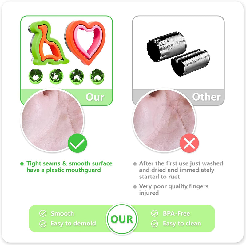 Sandwich Cutter and Sealer Set for Kids, Kids Lunch Accessories -Vegetable Fruit Cutter Set, Micky Mouse, Dinosaur, Star, Gingerbread Man Shapes, Boys & Girls Bento Lunch Box