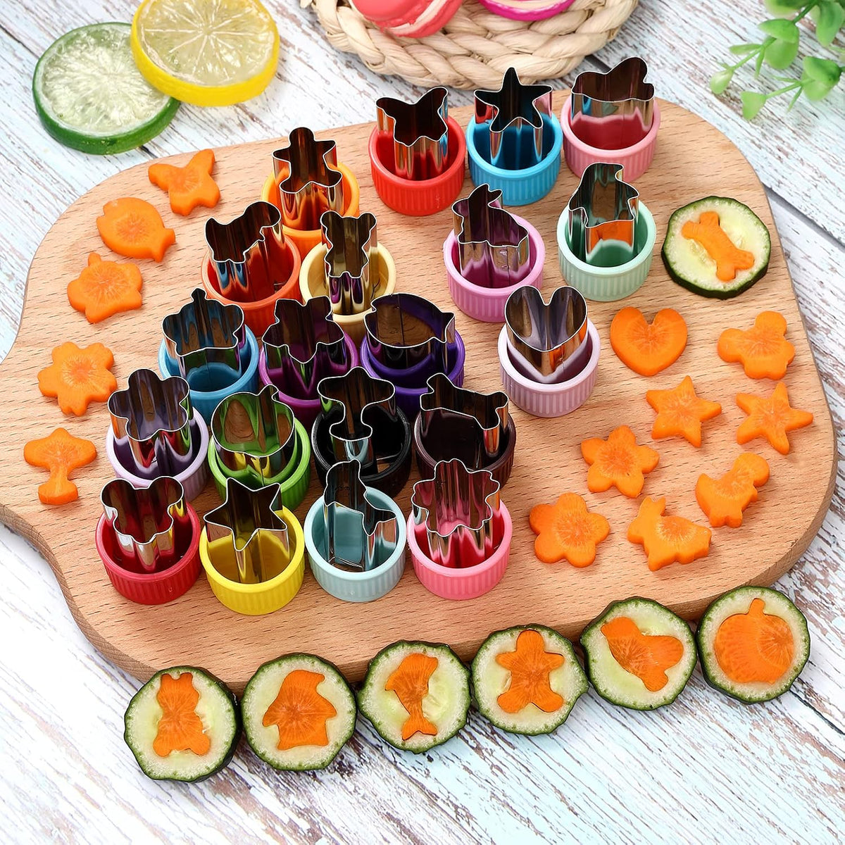 MUYIYAMEI Vegetable Cutter Shape Set, Mini Cookie Cutters,Biscuit Cutter to Decorate Food, Children's Baking and Food Supplement tool Accessories Kitchen Crafts, (20PCS+20Fork) – image 6