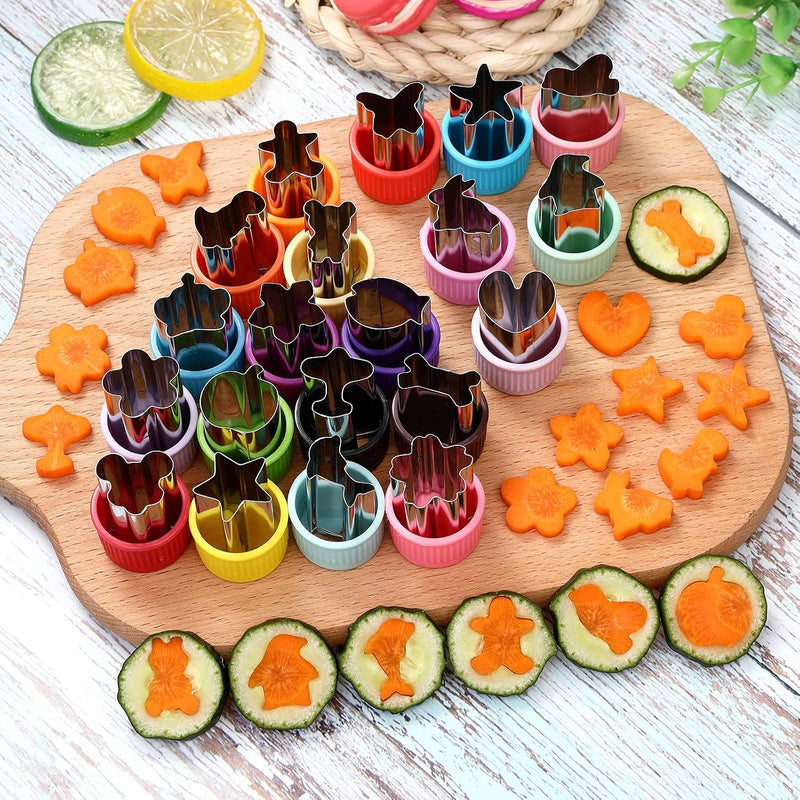 MUYIYAMEI Vegetable Cutter Shape Set, Mini Cookie Cutters,Biscuit Cutter to Decorate Food, Children's Baking and Food Supplement tool Accessories Kitchen Crafts, (20PCS+20Fork)