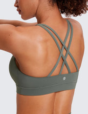 CRZ YOGA Women's Strappy Sports Bras Fitness Workout Padded Yoga Top Criss Cross Back Cami