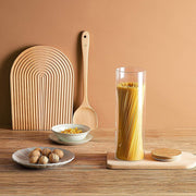 Airtight Glass Storage Canister with Bamboo Lid, Clear Food Storage Container Kitchen Pantry Storage Glass Canisters Jar Set for Flour Cereal Sugar Tea Coffee Beans Snacks Nuts Candy (3 Pack, 2400ml)