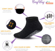 CozyWay Non-Slip Socks with Grippers - Ankle Style for Little Girls and Boys, Infants, Toddlers, Children