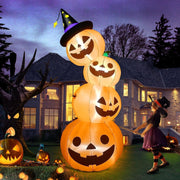 Kalolary 12FT Halloween Inflatables Scary Ghost Color Flashing Blow Up - 8 FT Halloween Inflatable Stacked Pumpkins