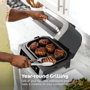 Ninja Foodi Smart XL 6-in-1 Indoor Grill with Air Fry, Roast, Bake, Broil, & Dehydrate, Foodi Smart Thermometer, 2nd Generation, Black/Silver, DG551ME, 2 Years Warranty