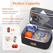 Small Insulated Cooler Bag for Men Women, Foldable Lunch Bag Insulated Lunch Box Portable Cooler for Men Women for Picnics Work, Black 4L - Black 4L