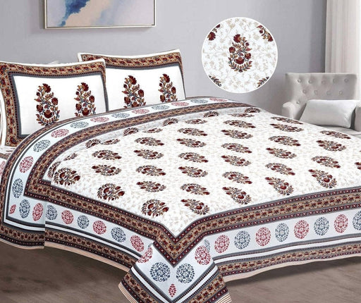 SUFAYA FAB Printed Indian Sanganer Cotton Premium Big Size Bedsheets for Modern Look(108x108) inches with Two Pillow (17x27) inches