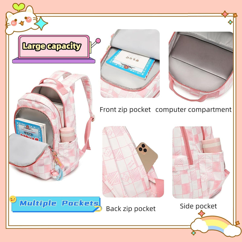 Mfikaryi Cute Cat Casual Daypack Teens Elementary School Backpack Students Bookbag for Girls Boysâ€¦