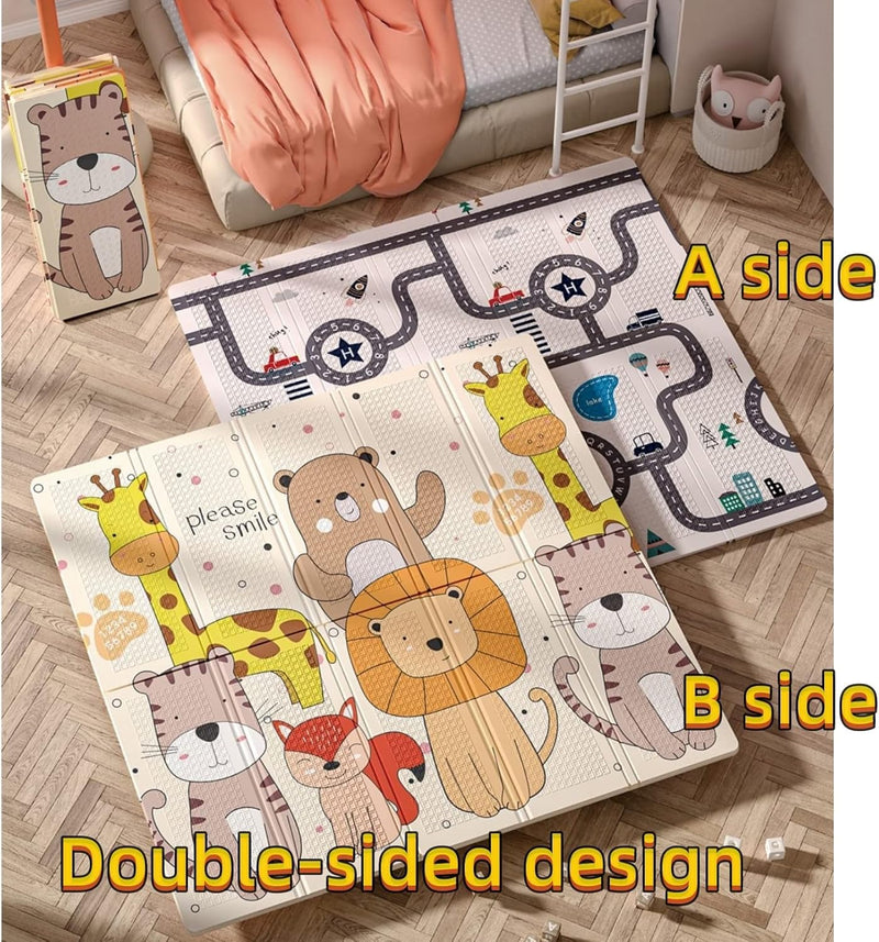 FALAHOM Reversible Baby Play Mat, 200x180x1.5 CM Extra Large Thicken Foldable Waterproof Activity Playmats for Babies and Toddlers, Foam Baby Mat with Edge Reinforcement for Floor,Indoor Outdoor Use