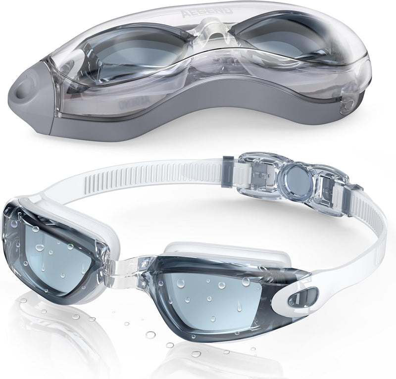 Aegend Swim Goggles, Swimming Goggles No Leaking Adult Men Women Youth, Aqua, UK-02-0016-1 - Light-white Gray