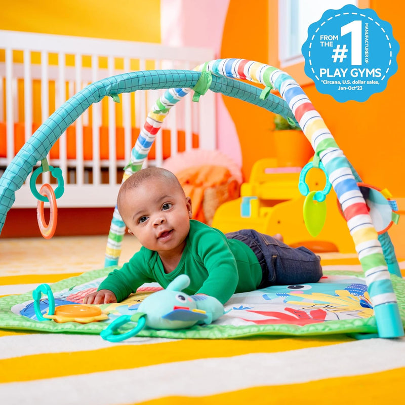 Bright Starts - Wild Wiggles FoldAway Activity Gym & Play Mat with Take-Along Toys, 0-12 months
