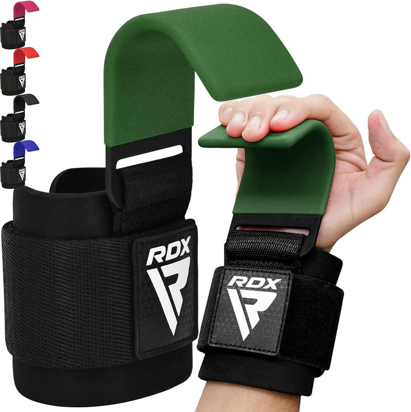 RDX Weight Lifting Hooks Straps Pair, Neoprene Padded Wrist Wrap Support Non Slip Rubber Coated Grip Deadlift Powerlifting Chin Pull Up Exercise Fitness Gym Workout Men Women