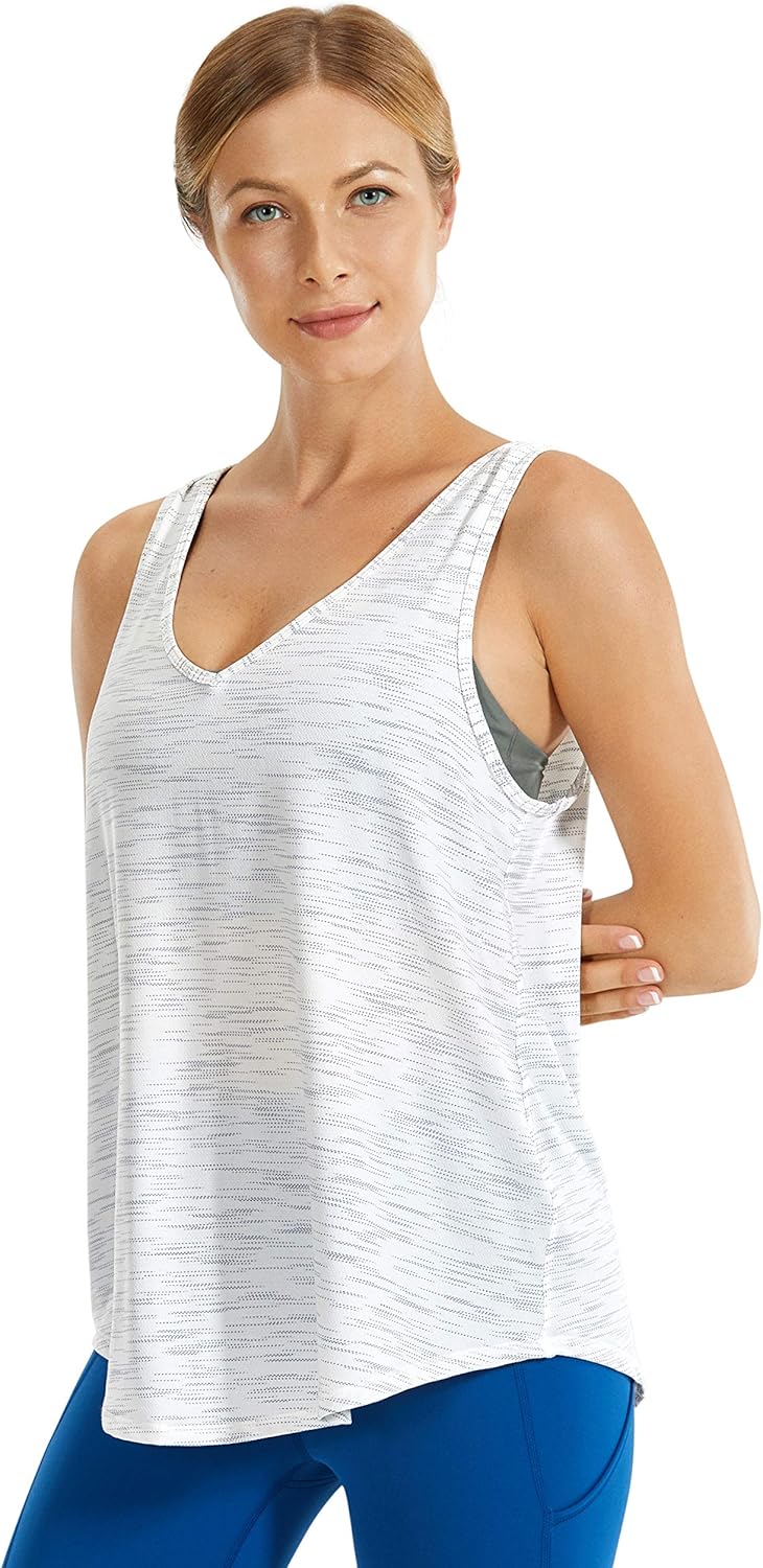 CRZ YOGA Women's Pima Cotton Loose Cropped Tank Tops Workout High Neck Sleeveless Athletic Gym Shirts