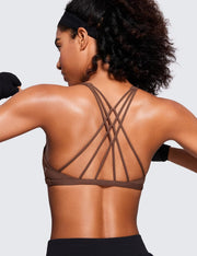 CRZ YOGA Women's Cute Yoga Sports Bra Strappy Sexy Back Padded Low Impact Workout Clothes Bra Tops