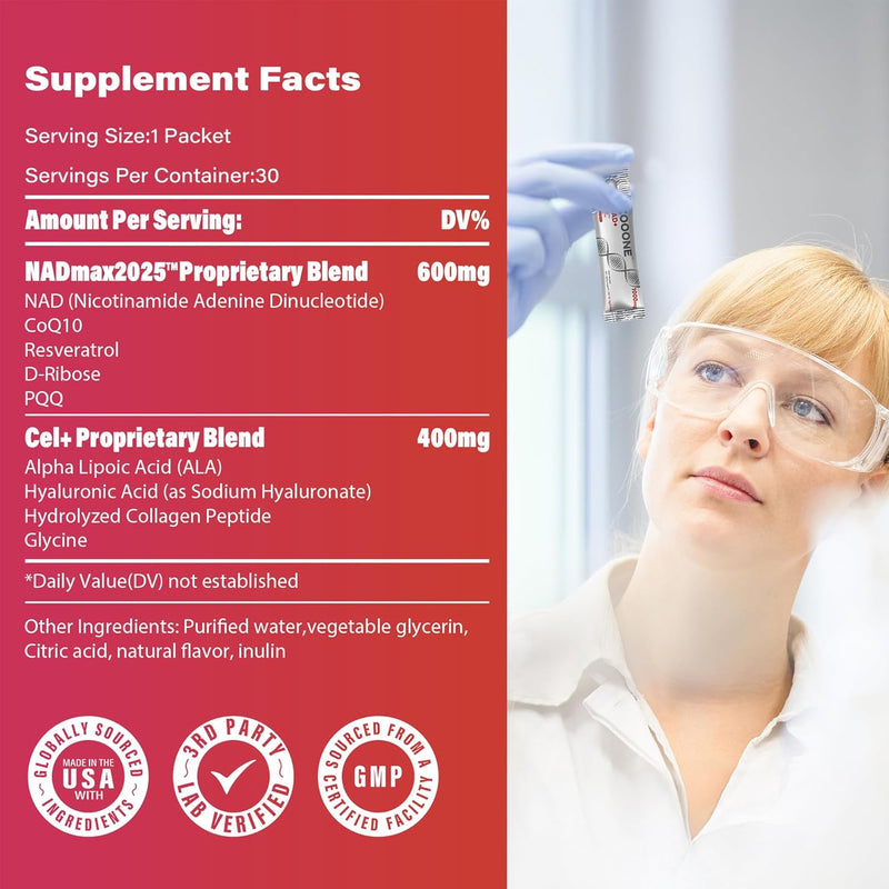 Zooone - NAD+ Supplement (30 Units), Nicotinamide Riboside & Premium Resveratrol, DNA Repair & Healthy Aging, Advanced NAD Supplement for Men & Women, Power Cell Energy