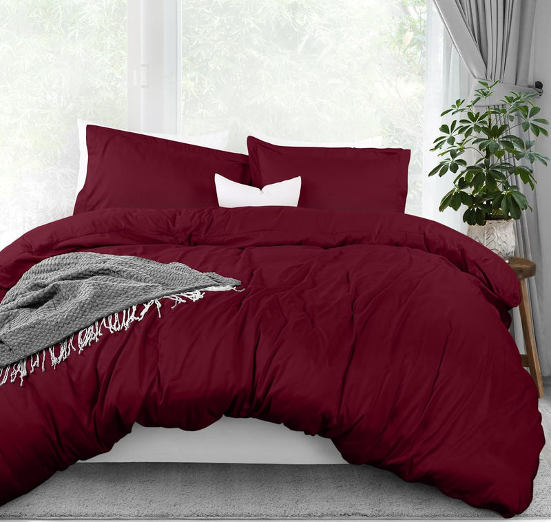 Utopia Bedding Duvet Cover Twin Size Set - 1 Duvet Cover with 1 Pillow Sham - 2 Pieces Comforter Cover with Zipper Closure - Ultra Soft Brushed Microfiber, 68 X 90 Inches (Twin/Twin XL, White) - Full Burgundy