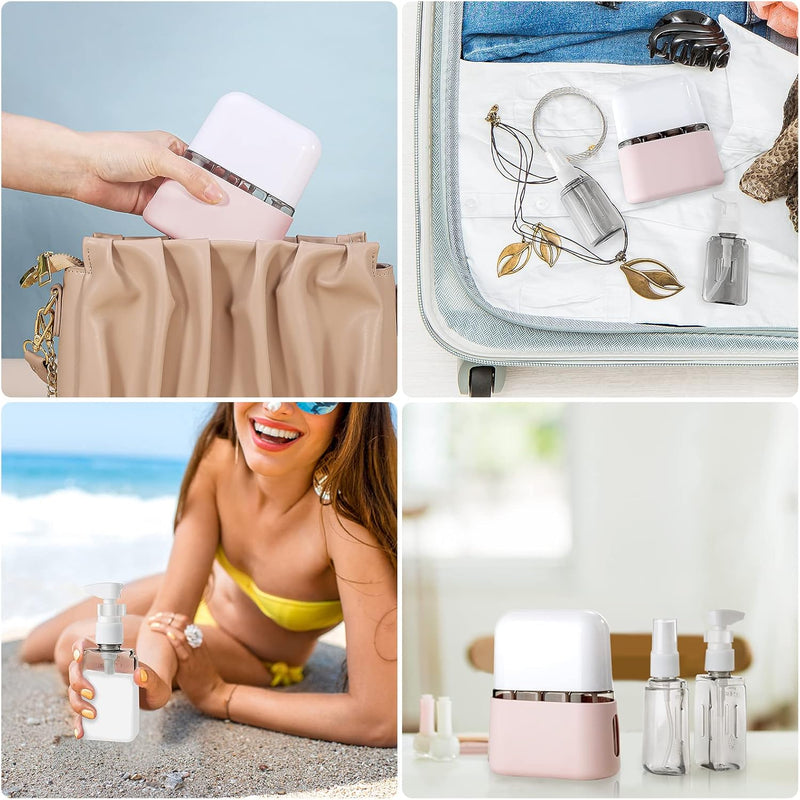 4 Pack Travel Bottles Set for Toiletries: TSA Approved Travel Containers, 50ml/2oz Leak Proof Travel Size Accessories with Label and Storage Box, Perfect for Business or Personal Travel Use, Pink