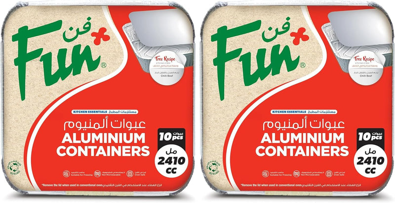 Fun Aluminium Containers with Lids 800Cc (Pack of 10) Leakproof Food Storage Containers, Durable for Meal Prep, Lunch, Takeout & Kitchen Use - 2410 CC (Pack of 2)
