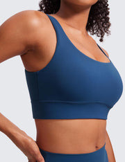 CRZ YOGA Womens Butterluxe U Back Sports Bra - Scoop Neck Padded Low Impact Workout Yoga Bra with Built in Bra