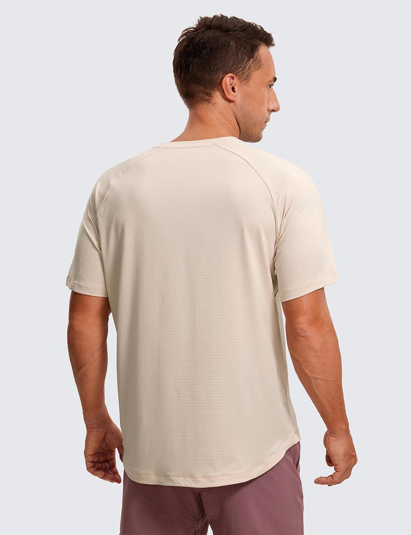 CRZ YOGA Mens Lightweight Athletic T-Shirts Moisture Wicking Running Workout Shirt Short Sleeve Gym Tops