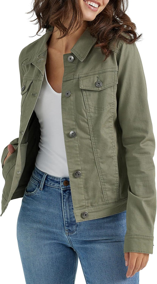 Women's Stretch Denim Jacket - Olive