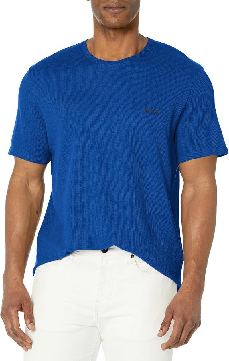 mens Waffle Contrast Logo Short-sleeve T-shirt Shirt - Sodalite Blue