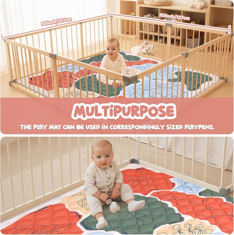 EAQ Crawling Mat Baby 150 x 180 cm, Foldable & Washable Baby Playpen Mat, Thick One-Piece Crawling Mat, Extra Large, Non-Slip Crawling Blanket for Baby