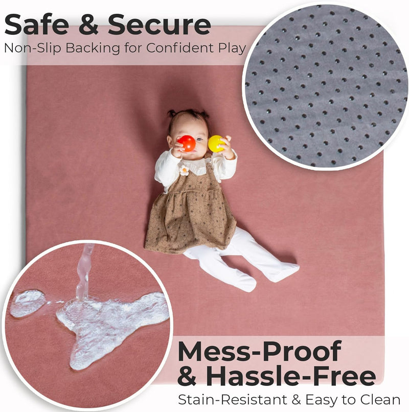 Primica Padded Play Mat for Baby - Large Soft Foam Mat for Floor with Plush Fabric - Safe, Comfortable & Durable Playmat for Babies & Toddlers - Easy to Clean