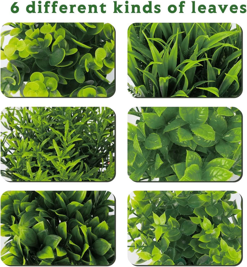Dekorly Artificial Potted Plants, 8 Pack Artificial Plastic Eucalyptus Plants Small Indoor Potted Houseplants, Small Faux Plants for Home Decor Bathroom Office Farmhouse (Set 0F 8)