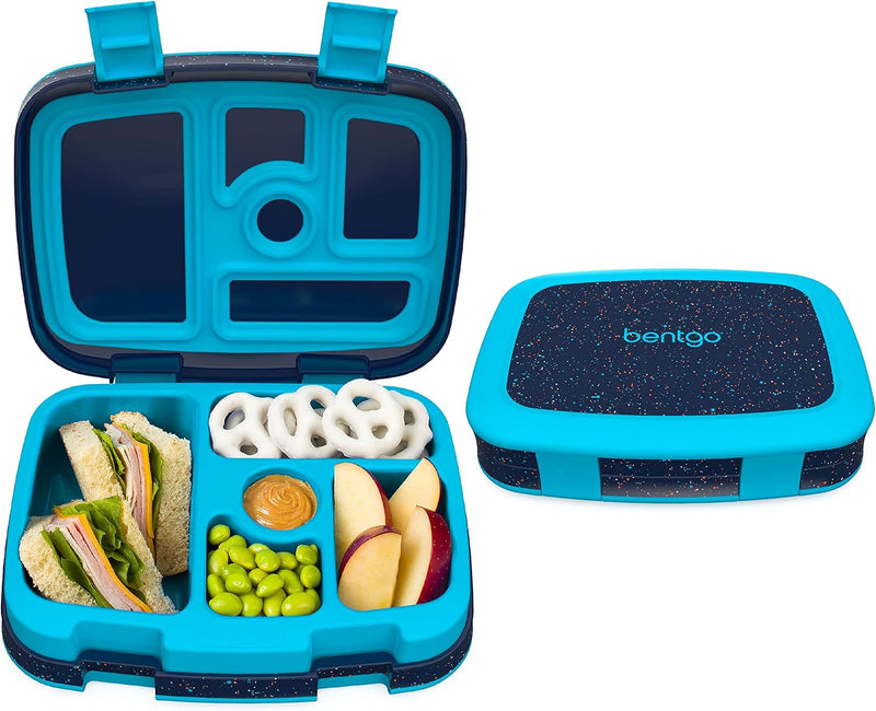 Kids Leak-Proof, 5-Compartment Bento-Style Kids Lunch Box - Ideal Portion Sizes for Ages 3 to 7, BPA-Free, Dishwasher Safe, Food-Safe Materials (Purple) - Confetti Edition - Abyss Blue