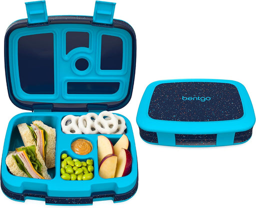 Kids Leak-Proof, 5-Compartment Bento-Style Kids Lunch Box - Ideal Portion Sizes for Ages 3 to 7, BPA-Free, Dishwasher Safe, Food-Safe Materials (Purple) - Confetti Edition - Abyss Blue
