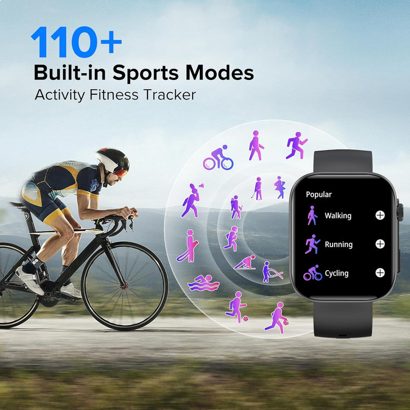 BRIBEJAT Smart Watch for Men Women (Make/Answer Call), HD 2.01'' Smartwatch Waterproof, Fitness Tracker Pedometer SpO2/Heart Rate/Sleep Monitor, Compatible with iPhone Samsung Huawei Android Phone