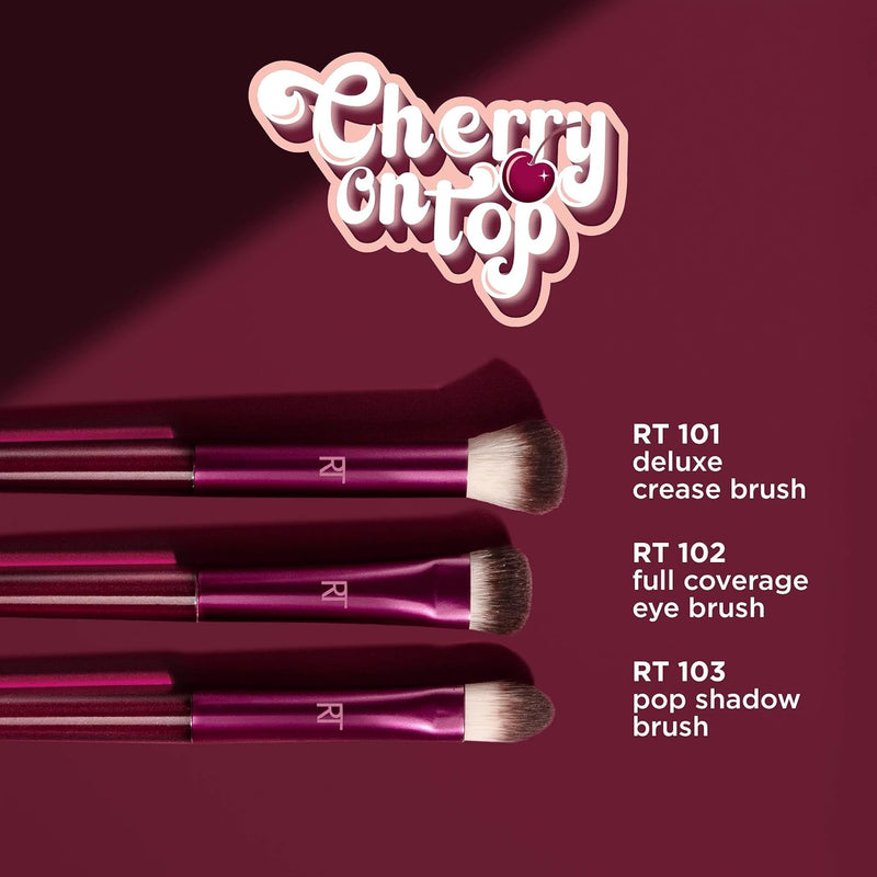 Real Techniques Cherry On Top MesmerEYES Brush Trio, Limited Edition Makeup Brush Set, Synthetic Bristles, Eyeshadow Blending Brushes, Vegan & Cruelty-Free, For Powder & Cream Shadow, 3 Piece Set - Brush Trio