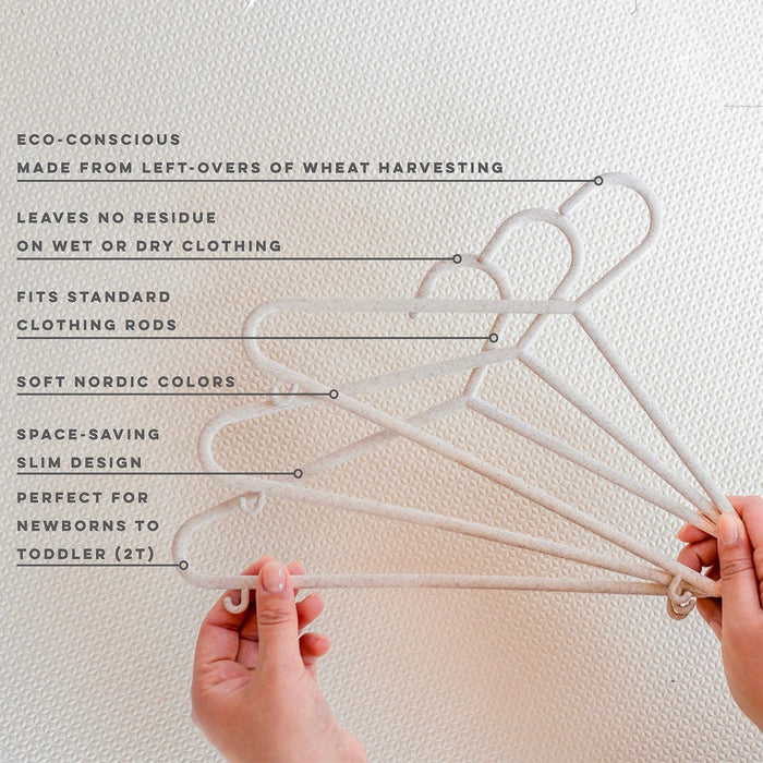 3 Sprouts Baby Wheat Straw Plastic Clothes Hangers - Pack of 30 - Speckled Gray