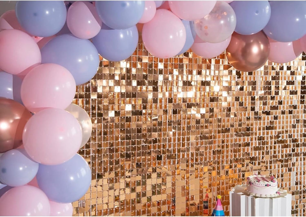 AM ANNA Sequin Wall Panels, 30PCS Shimmer Backdrop Stand, Rainbow Silver Square Decoration for Photo Backdrops, Party, Anniversary, Engagement