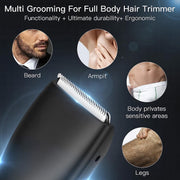 GGEROU Electric Body Hair Trimmer,Waterproof Wet/Dry Cordless Body Groomer Ball Back Shavers,Fast Charging?Replaceable Ceramic Blade?Pubic Hair Trimmer Body Groomer Kit for Full Body Grooming