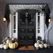 Halloween Party Decorations Set - 5Pack HalloweenDecor Festive Happy Halloween Banner Hanging Swirls & Spider Web Table Decorations & Mantel Scarf & 3D Bat Sticker for Hallo-ween Party Home