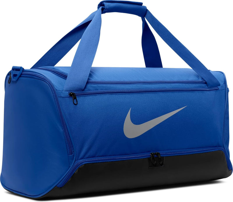 Nike Unisex Sports Bag Nk Brsla M Duff - 9.5 (60L), Game Royal/Black/Metallic Silver, DH7710-480, MISC